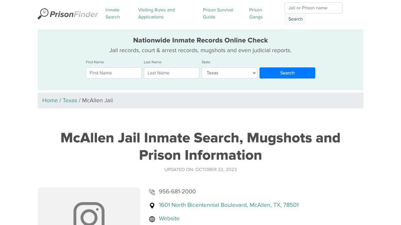 McAllen Jail Inmate Search, Mugshots and Prison Information